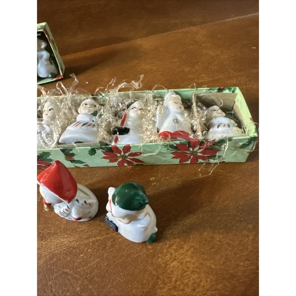 Vintage Set 21 Commodore Japan Ceramic Christmas Card Place Settings + 13cards